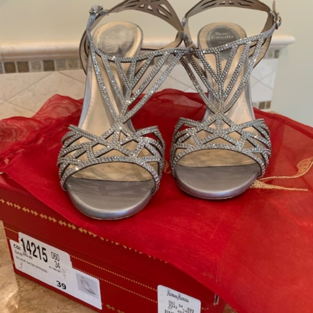 Rene Caovilla Silver Satin Strass